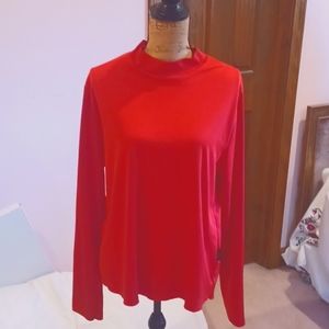 BMW MOTORCYCLES Ladies Red long sleeve mock neck high-low top VGUC SIZE XL